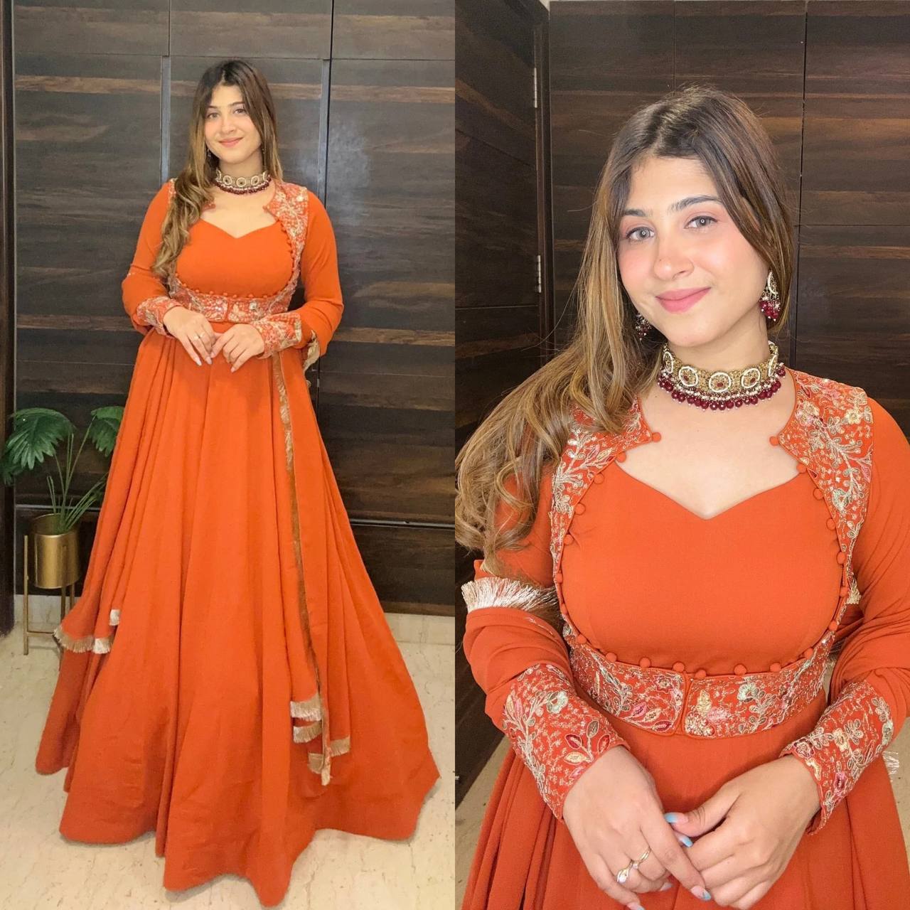 Ethnic Gown with Embroidered Jacket